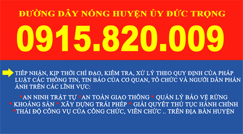 SĐT đường dây nóng huyện Đức Trọng